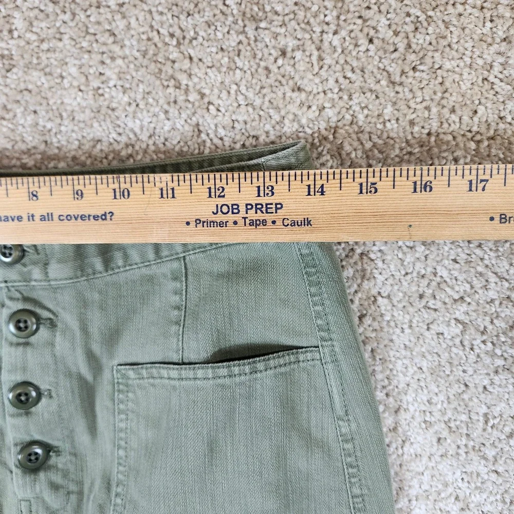 Gap Skirt Button Front Olive Green Cotton‎ Tencel Utility Mini 6